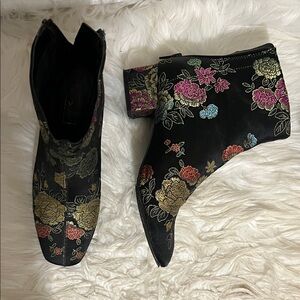Floral Embroidered Ankle Boots